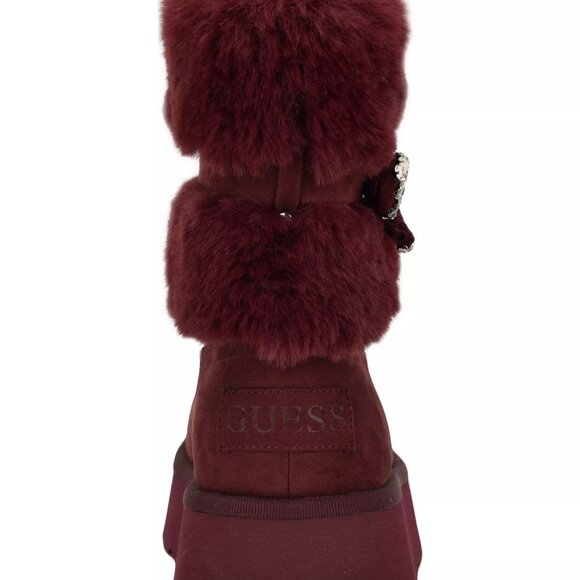 Guess Women's Dowry Rhinestone Bow Cozy Winter Boots - Picture 2 of 3